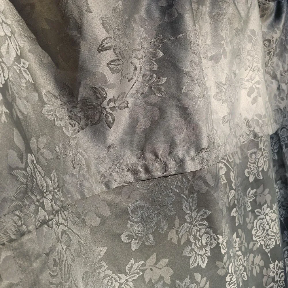 Victorian Style Sage Green Floral Jacquard Damask Curtain Panels & Valance